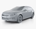 Peugeot 508 RXH HQインテリアと 2017 3Dモデル clay render