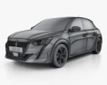 Peugeot 208 GT-Line 2021 3d model wire render