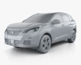 Peugeot 3008 with HQ interior 2019 3d model clay render