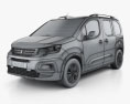 Peugeot Rifter 2021 3D模型 wire render
