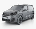 Peugeot Partner 2023 3D 모델  wire render