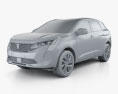 Peugeot 3008 hybrid4 2023 3Dモデル clay render