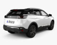 Peugeot 3008 hybrid4 with HQ interior 2023 3d model back view