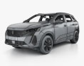 Peugeot 3008 hybrid4 з детальним інтер'єром 2023 3D модель wire render