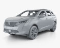 Peugeot 3008 hybrid4 з детальним інтер'єром 2023 3D модель clay render