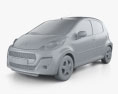 Peugeot 107 5도어 2015 3D 모델  clay render