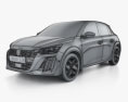 Peugeot e-208 GT-line 2023 Modello 3D wire render