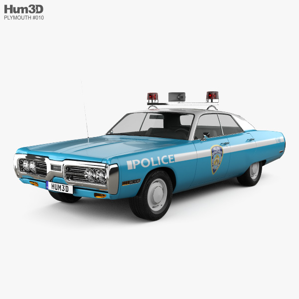 Plymouth Fury Polizia 1972 Modello 3D