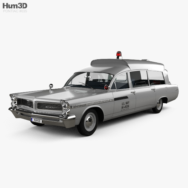 Pontiac Bonneville Station Wagon Ambulance Kennedy with HQ interior 1963 3D model