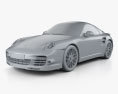 Porsche 911 Turbo S cabriolet 2012 Modèle 3d clay render