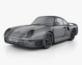 Porsche 959 1986 3d model wire render