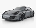 Porsche 911 Carrera 4 coupe 2020 3D模型 wire render