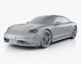 Porsche Taycan Turbo S 2024 3d model clay render