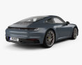 Porsche 911 Carrera 4S купе з детальним інтер'єром 2022 3D модель back view
