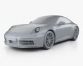 Porsche 911 Carrera 4S купе с детальным интерьером 2022 3D модель clay render