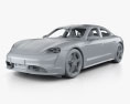 Porsche Taycan Turbo S mit Innenraum 2024 3D-Modell clay render
