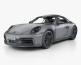 Porsche 911 Carrera 4S Кабріолет з детальним інтер'єром 2020 3D модель wire render