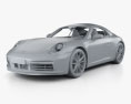 Porsche 911 Carrera 4S Кабриолет с детальным интерьером 2020 3D модель clay render
