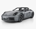 Porsche 911 Targa 4S Heritage HQインテリアと 2024 3Dモデル wire render