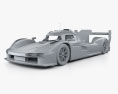 Porsche 963 mit Innenraum 2024 3D-Modell clay render
