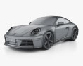Porsche 911 Carrera coupe 2024 3D模型 wire render