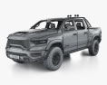 Ram 1500 Crew Cab TRX Mopar Performance Parts с детальным интерьером 2024 3D модель wire render