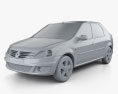 Renault Logan Berlina 2013 Modello 3D clay render