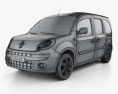 Renault Kangoo Van 2 Side Doors 2014 3d model wire render