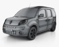 Renault Kangoo Van 2 Side Doors Glazed 2014 3d model wire render