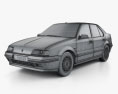 Renault 19 セダン 2000 3Dモデル wire render