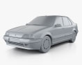 Renault 19 セダン 2000 3Dモデル clay render