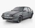 Renault 19 3ドア ハッチバック 2000 3Dモデル wire render