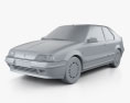 Renault 19 3门 掀背车 2000 3D模型 clay render