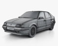 Renault 19 5ドア ハッチバック 2000 3Dモデル wire render