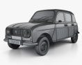 Renault 4 (R4) ハッチバック 1974 3Dモデル wire render