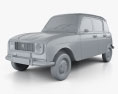 Renault 4 (R4) 掀背车 1974 3D模型 clay render