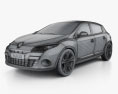 Renault Megane 해치백 2013 3D 모델  wire render