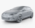 Renault Megane Fließheck 2013 3D-Modell clay render