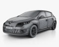 Renault Megane 5도어 해치백 2014 3D 모델  wire render
