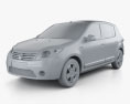 Renault Sandero 2012 3D-Modell clay render