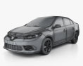 Renault Fluence 2015 3D模型 wire render