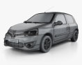 Renault Clio Mercosur Sport 3ドア ハッチバック 2013 3Dモデル wire render