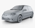 Renault Clio Mercosur Sport 3ドア ハッチバック 2013 3Dモデル clay render
