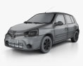Renault Clio Mercosur 5도어 해치백 2013 3D 모델  wire render