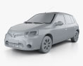 Renault Clio Mercosur пятидверный Хэтчбек 2013 3D модель clay render