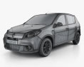 Renault Sandero GT Line HQインテリアと 2015 3Dモデル wire render