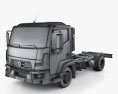 Renault D 7.5 底盘驾驶室卡车 2016 3D模型 wire render