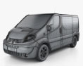 Renault Trafic Passenger SWB SR 2014 3D 모델  wire render