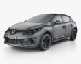 Renault Megane 해치백 2017 3D 모델  wire render