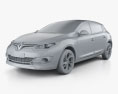 Renault Megane hatchback 2017 Modèle 3d clay render
